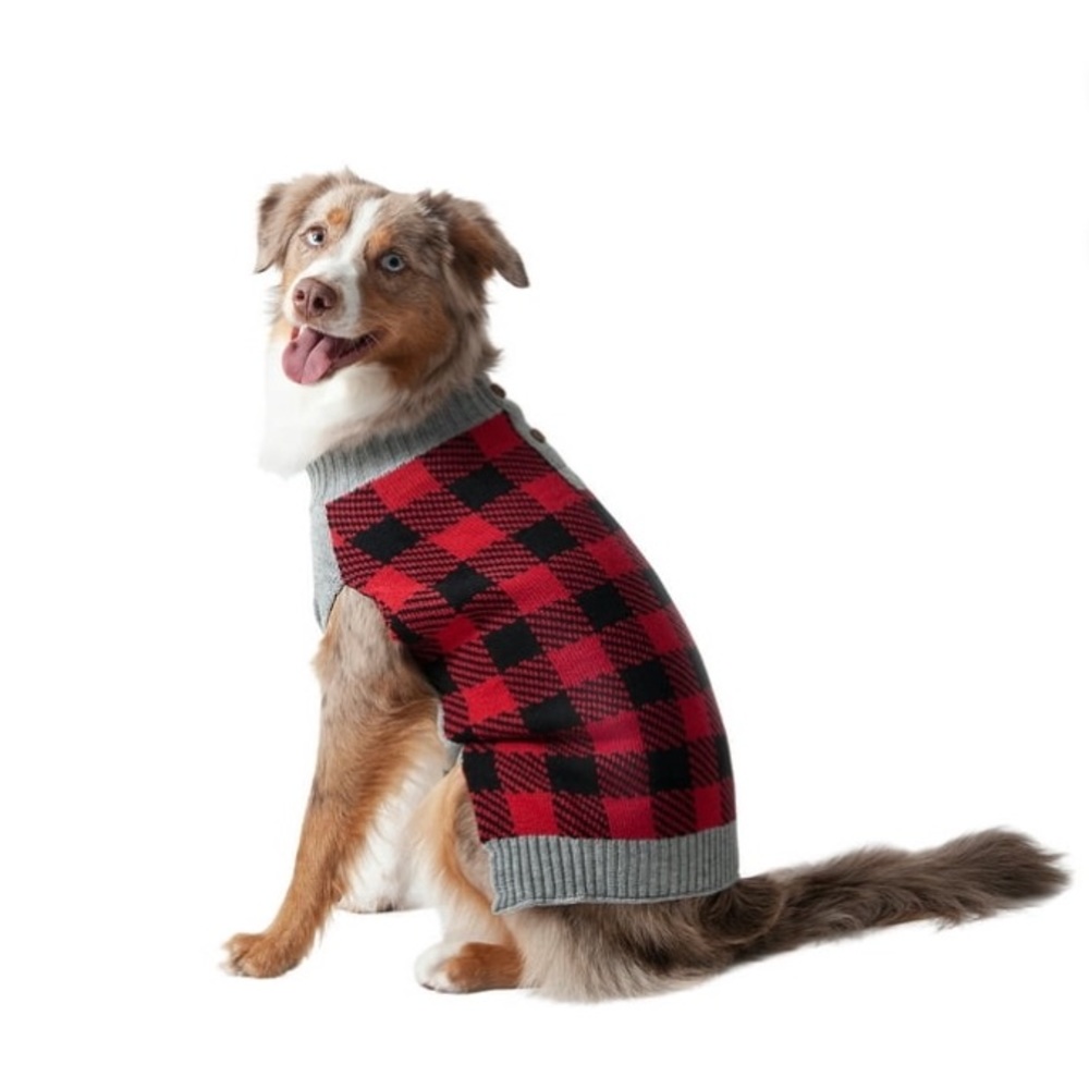 Vibrant Life Winter Dog Clothes Buffalo
Check Plaid Sweater, Medium